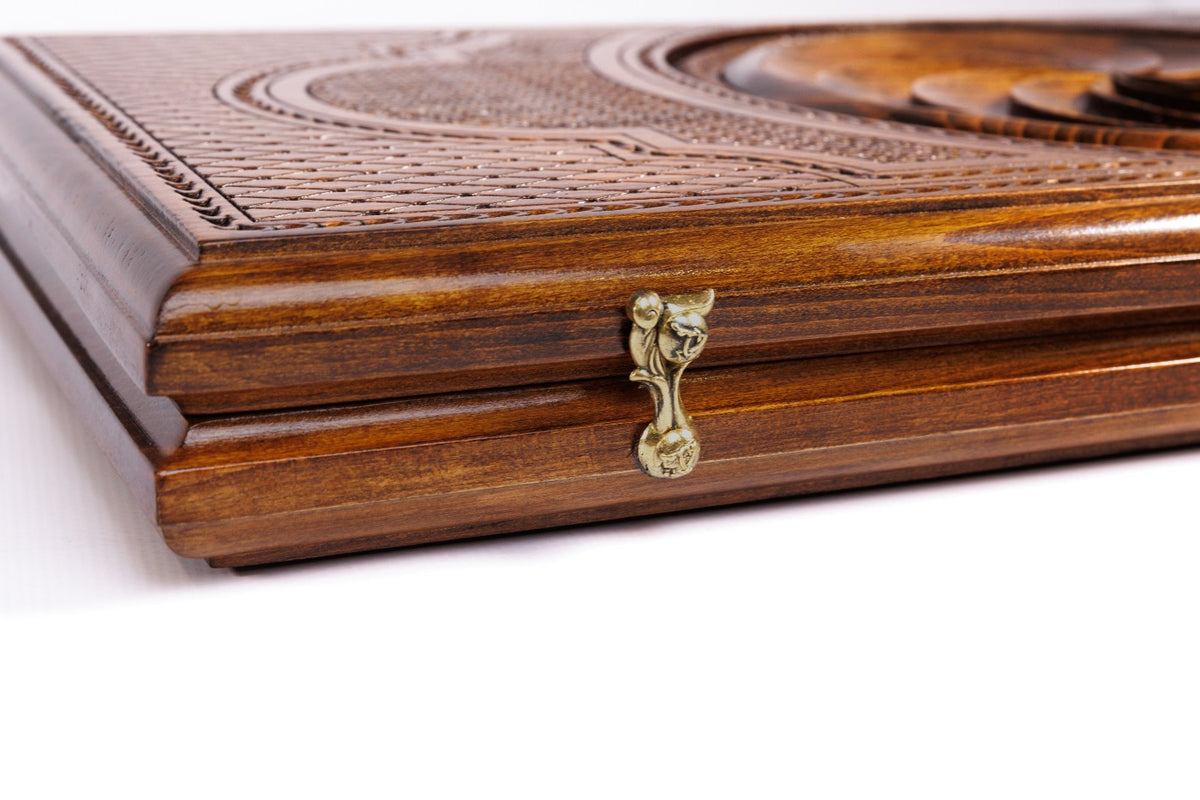 Handmade Wooden Backgammon Set with Eternity Sign, 60 cm - photo 11
