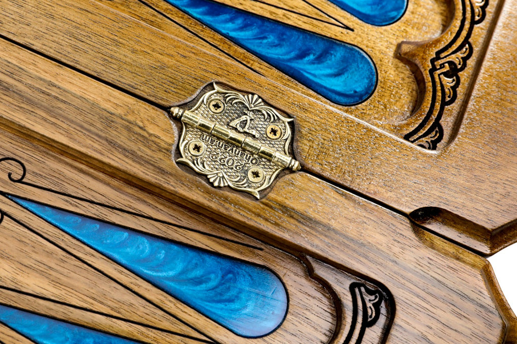 Handmade Walnut Backgammon Set with Armenian Coat of Arms, World Map and Ararat Outline, 60 cm - photo 10