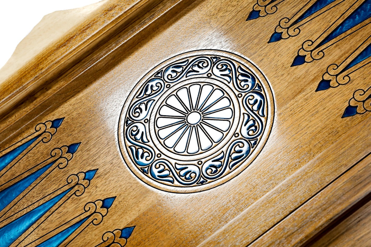 Handmade Walnut Backgammon Set with Armenian Coat of Arms, World Map and Ararat Outline, 60 cm - photo 12