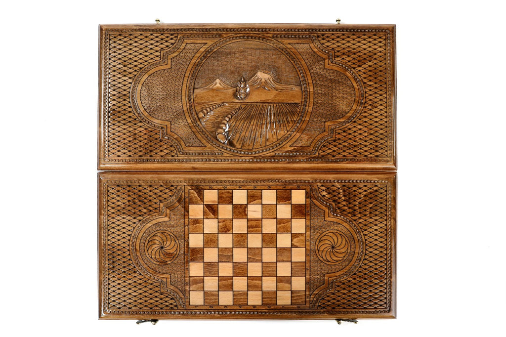 Handmade Wooden Backgammon Set with Mount Ararat, 50 cm - photo 3