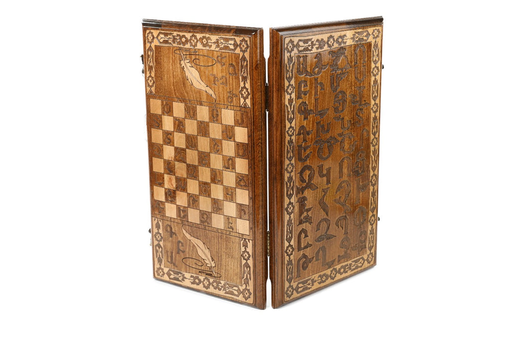 Handmade Wooden Backgammon Set with Armenian Alphabet, 50 cm - photo 3