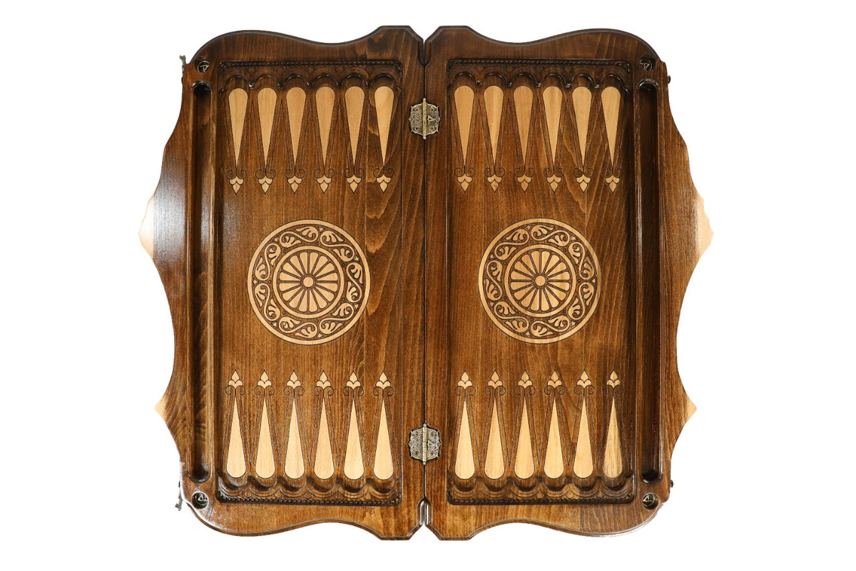 Handmade Wooden Backgammon Set with Pomegranate and Ararat Outline, 60 cm - photo 12