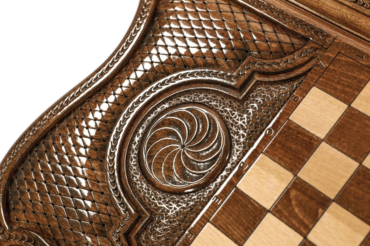 Handmade Wooden Backgammon Set with Pomegranate and Ararat Outline, 60 cm - photo 11