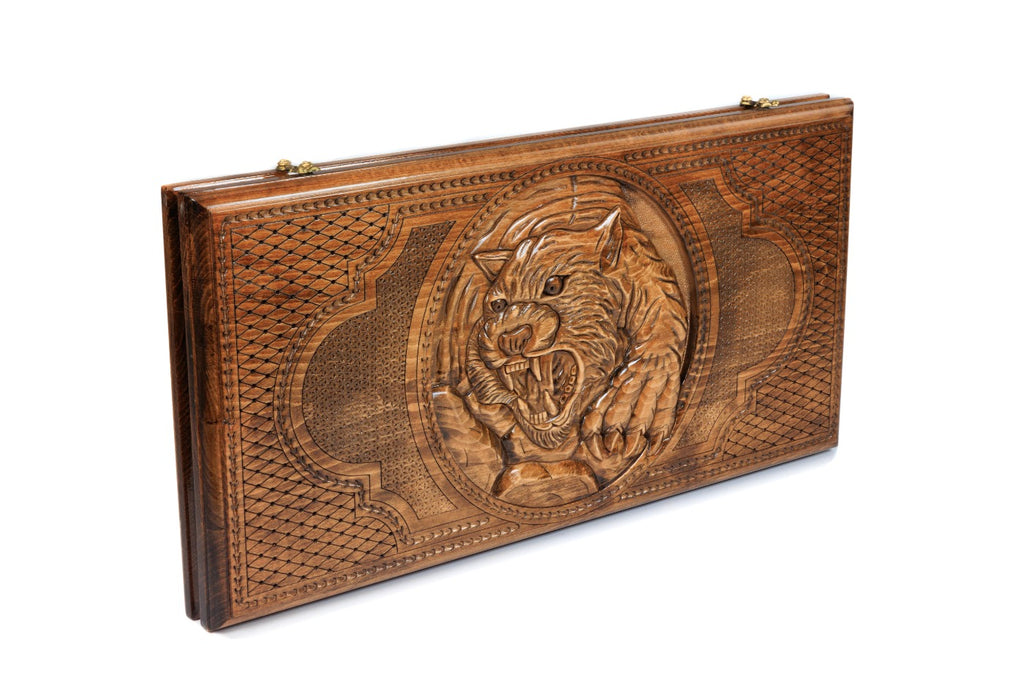 Handmade Tiger & Octagram Two-Sided Backgammon Set, 60 cm