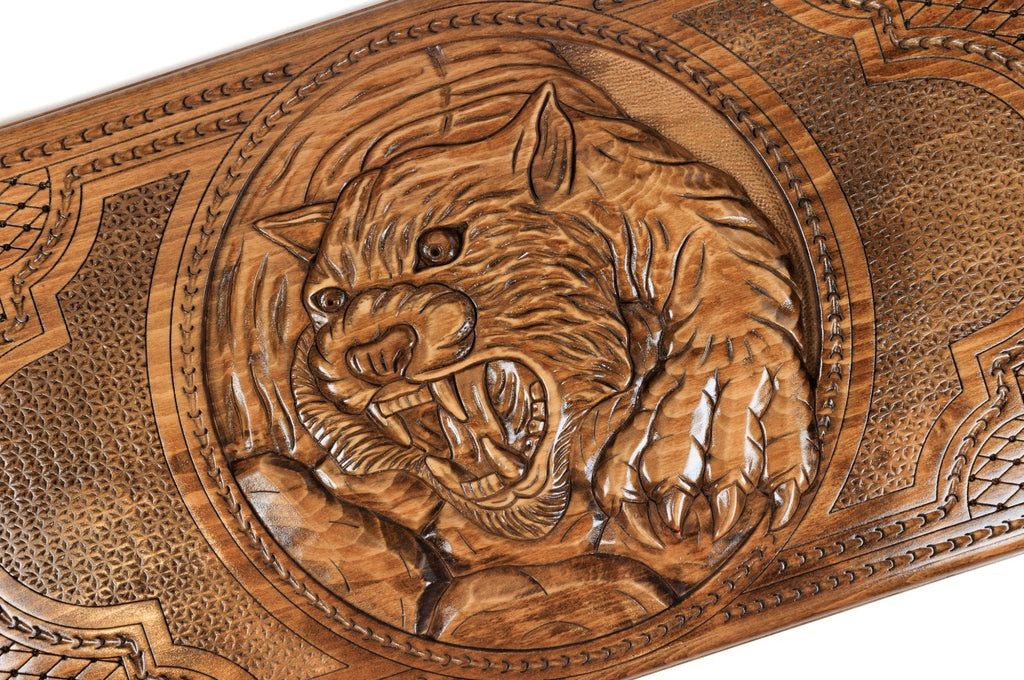 Handmade Tiger & Octagram Two-Sided Backgammon Set, 60 cm