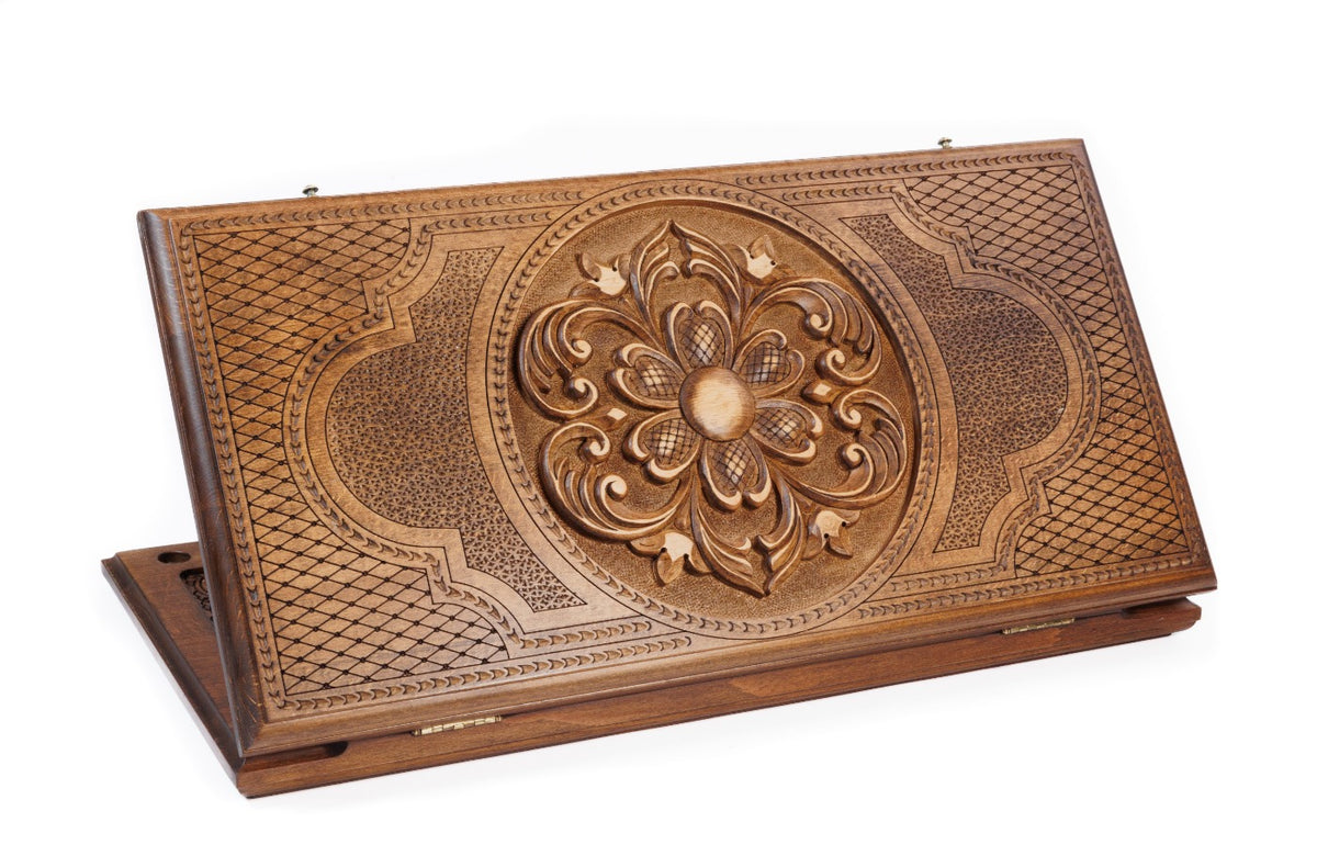 Handmade Wooden Backgammon Set with Armenian Ornament, 60 cm (Model 11239)