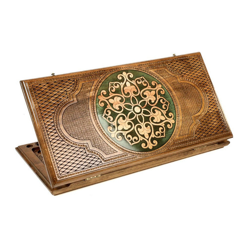 Handmade Wooden Backgammon Set with Armenian Ornament and Epoxy Resin, 60 cm