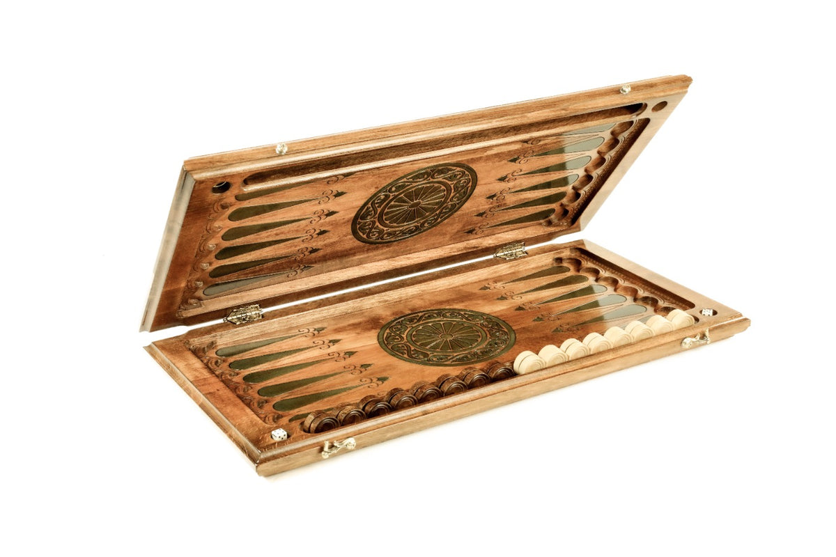 Handmade Wooden Backgammon Set with Armenian Ornament and Epoxy Resin, 60 cm - photo 5
