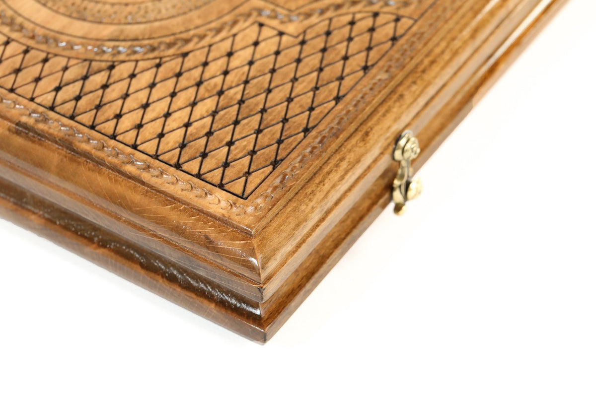 Handmade Wooden Backgammon Set with Armenian Ornament and Epoxy Resin, 60 cm - photo 8