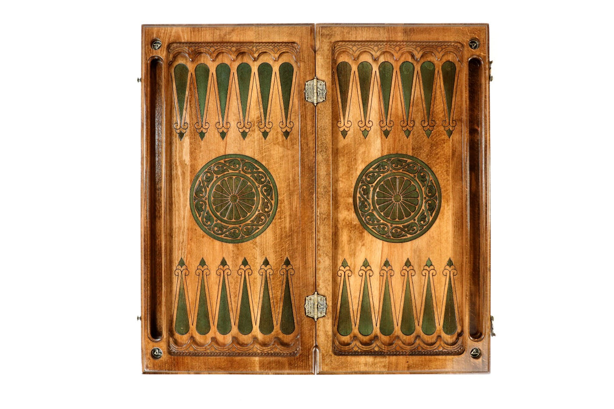 Handmade Wooden Backgammon Set with Armenian Ornament and Epoxy Resin, 60 cm - photo 11