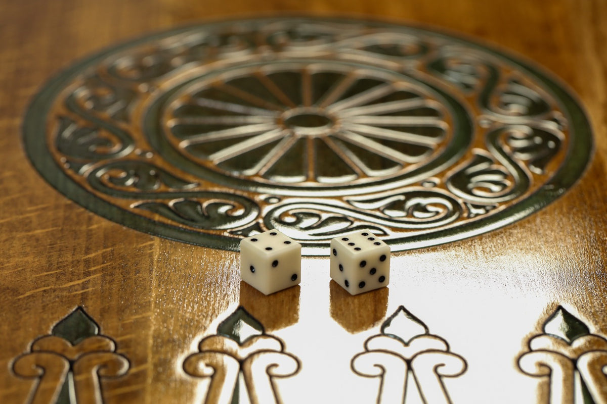 Handmade Wooden Backgammon Set with Armenian Ornament and Epoxy Resin, 60 cm - photo 12