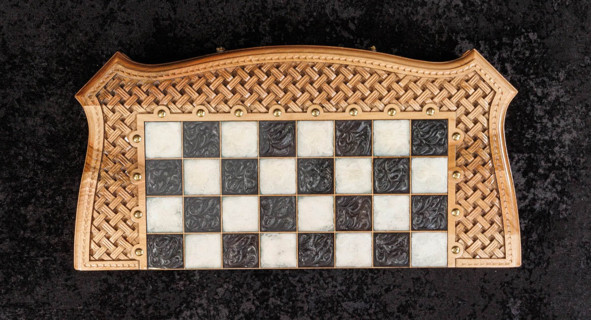 Handmade Walnut Chess and Backgammon Set with Contour Outline, 60 cm - photo 8