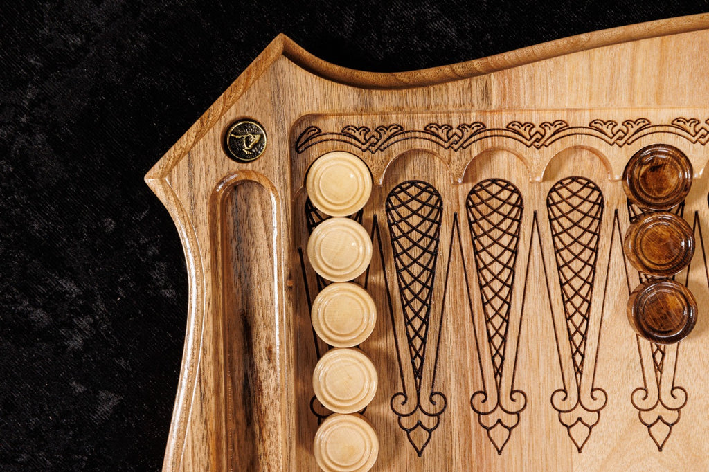 Handmade Walnut Chess and Backgammon Set with Contour Outline, 60 cm - photo 7