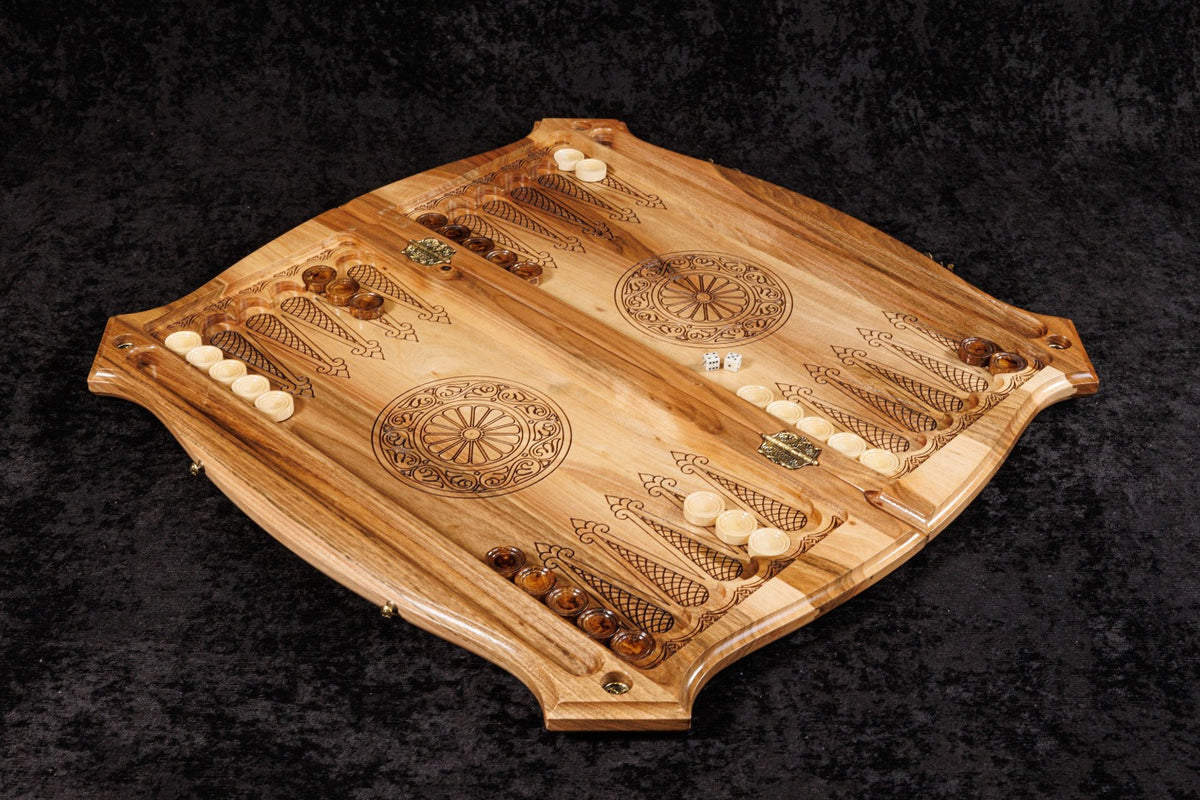 Handmade Walnut Chess and Backgammon Set with Contour Outline, 60 cm - photo 3