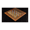Handmade Walnut Chess and Backgammon Set with Amber Stones, 60 cm