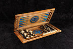 Handmade Walnut Chess and Backgammon Set with Amber Stones, 60 cm - photo 3