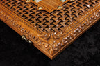 Handmade Walnut Chess and Backgammon Set with Amber Stones, 60 cm - photo 5