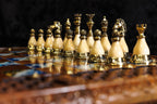 Handmade Walnut Chess and Backgammon Set with Amber Stones, 60 cm - photo 7