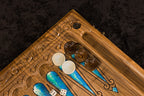 Handmade Walnut Chess and Backgammon Set with Amber Stones, 60 cm - photo 8