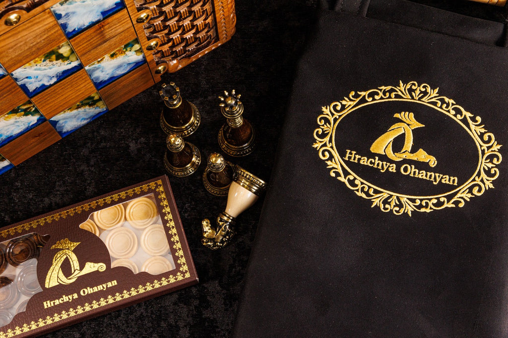 Handmade Walnut Chess and Backgammon Set with Amber Stones, 60 cm - photo 9