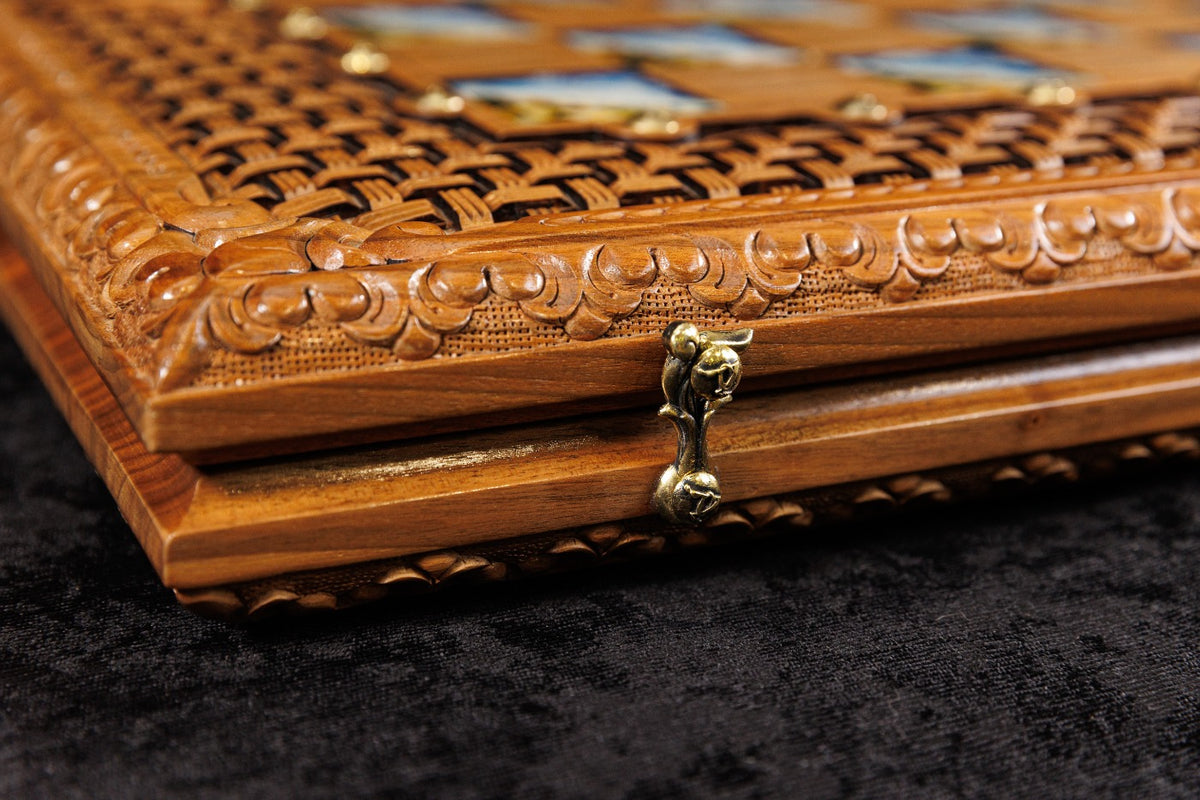 Handmade Walnut Chess and Backgammon Set with Amber Stones, 60 cm - photo 11