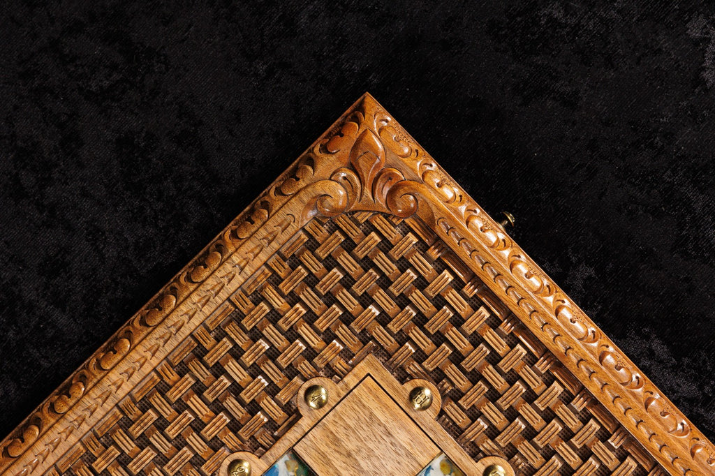 Handmade Walnut Chess and Backgammon Set with Amber Stones, 60 cm - photo 12