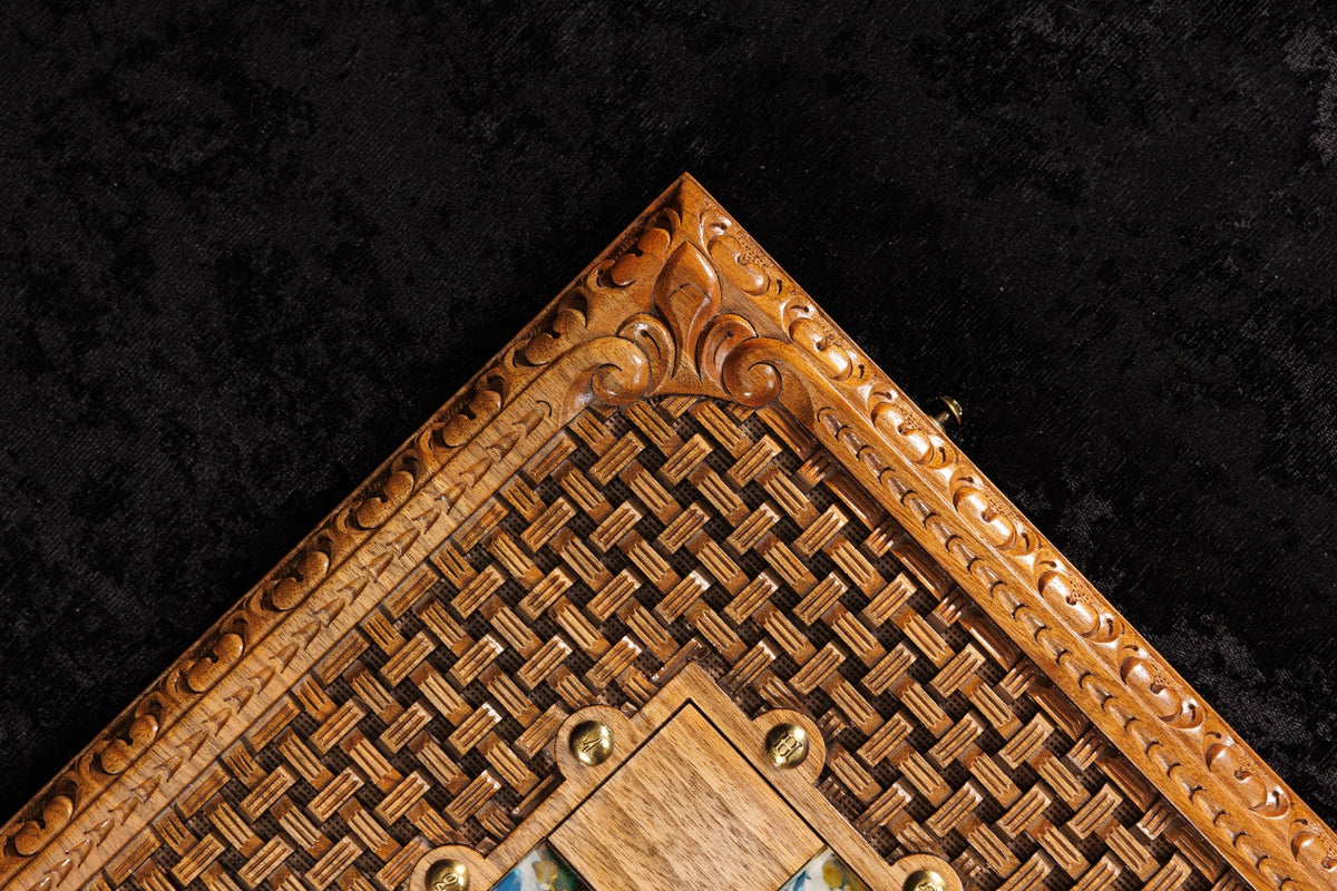 Handmade Walnut Chess and Backgammon Set with Amber Stones, 60 cm - photo 12