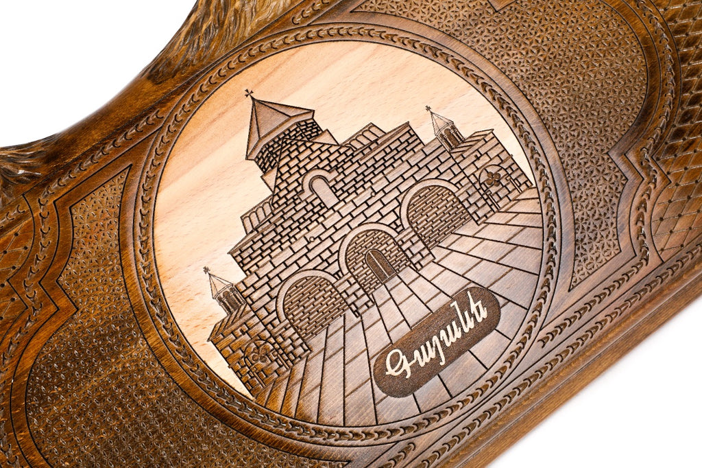 Handmade Wooden Backgammon Set with Church of St. Gayane and Ararat Outline, 60 cm - photo 2