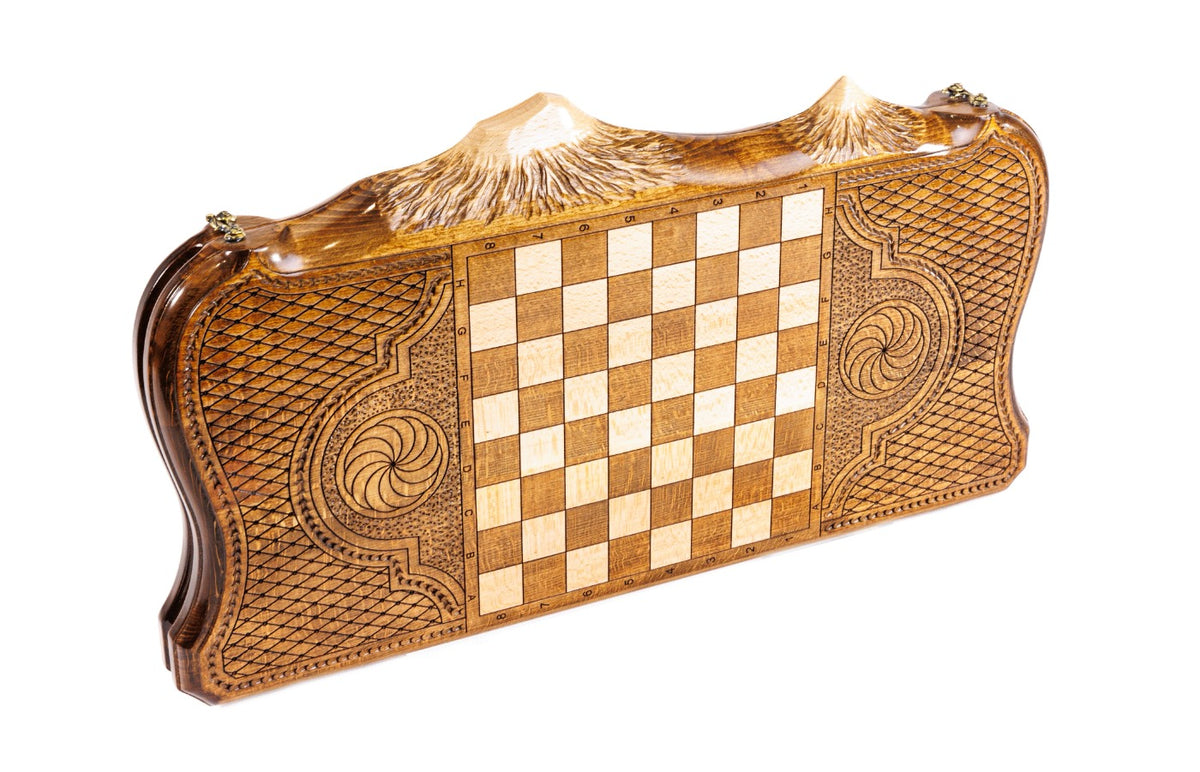 Handmade Wooden Backgammon Set with Tiger and Ararat Outline, 60 cm - photo 4