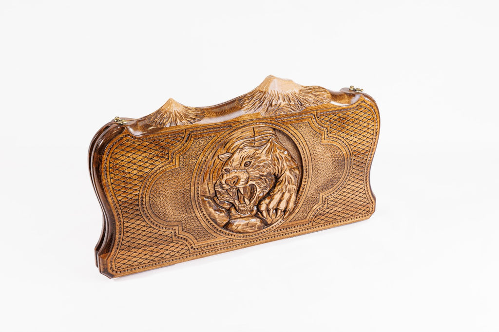 Handmade Wooden Backgammon Set with Tiger and Ararat Outline, 60 cm - photo 9