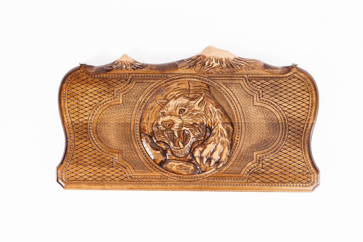 Handmade Wooden Backgammon Set with Tiger and Ararat Outline, 60 cm - photo 5
