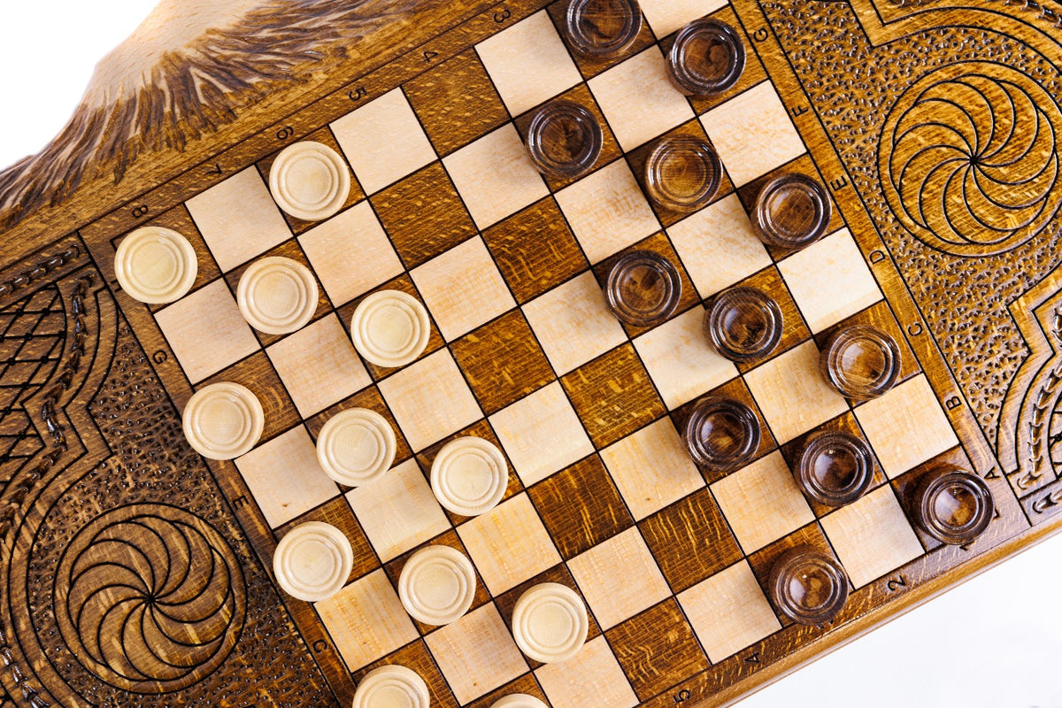 Handmade Wooden Backgammon Set with Tiger and Ararat Outline, 60 cm - photo 12