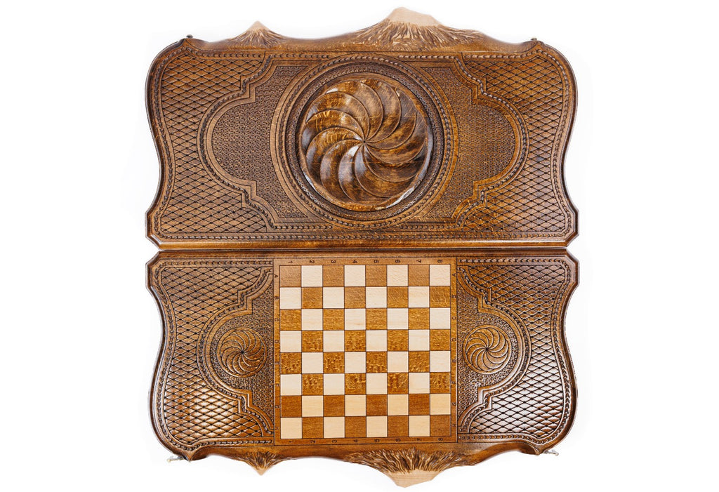 Handmade Wooden Backgammon Set with Eternity Sign and Ararat Outline, 60 cm - photo 8