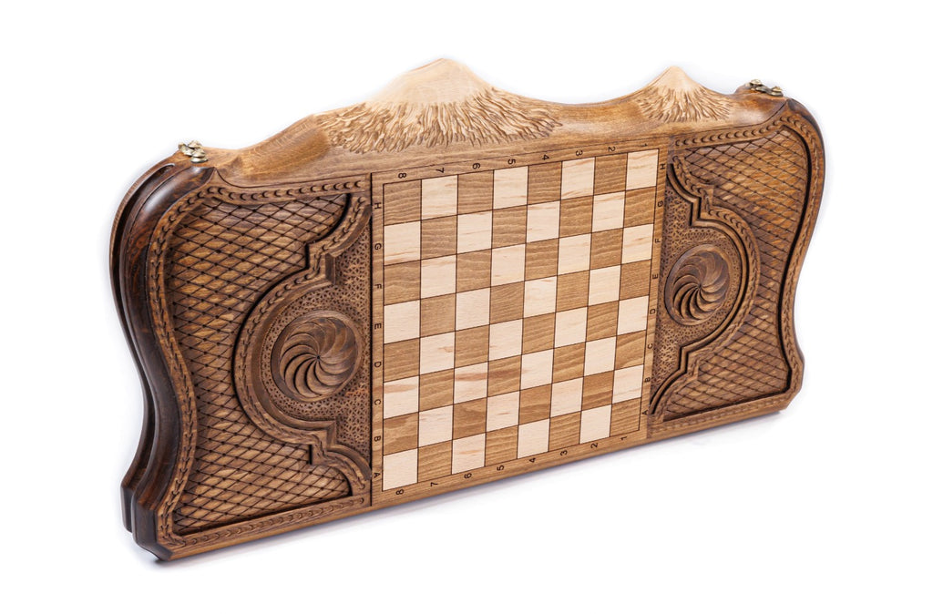 Handmade Wooden Backgammon Set with Deer and Ararat Outline, 60 cm - photo 4