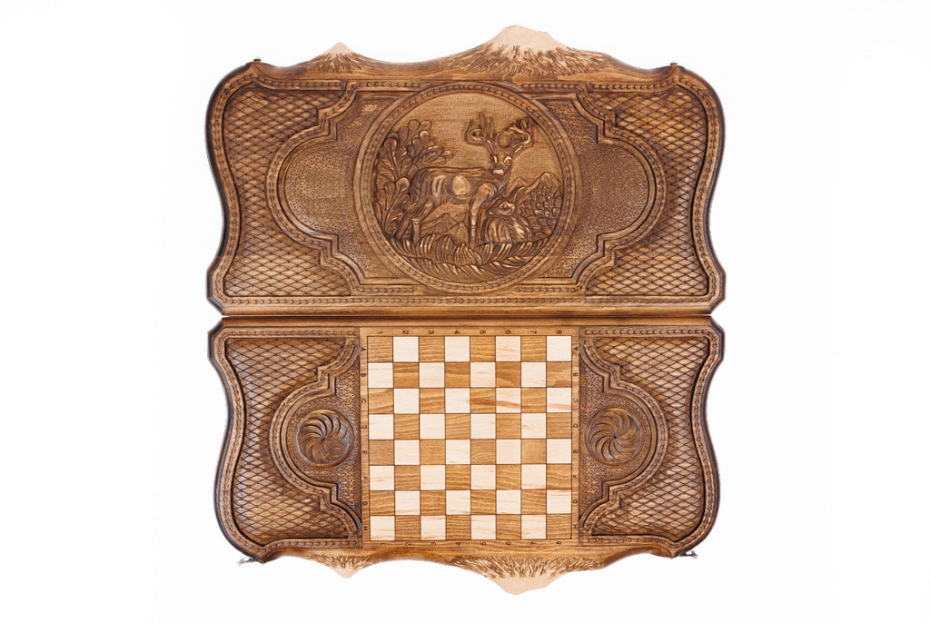 Handmade Wooden Backgammon Set with Deer and Ararat Outline, 60 cm - photo 11