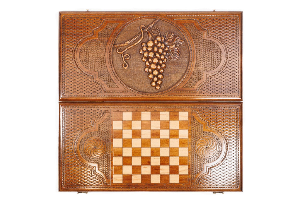 Handmade Wooden Backgammon Set with Grapes, 60 cm - photo 10