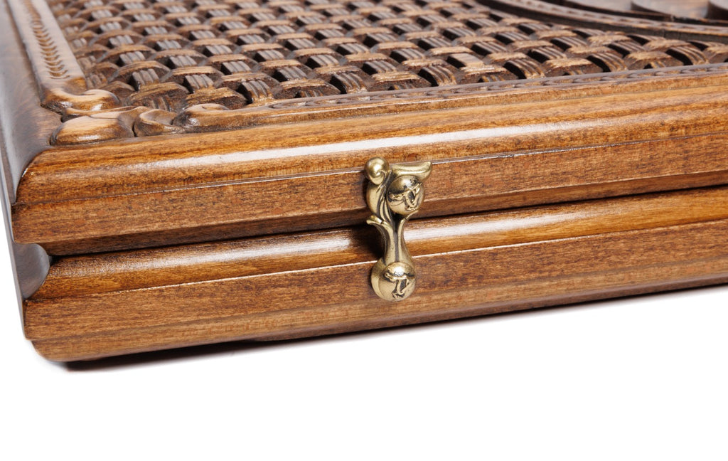 Handmade Wooden Backgammon Set with Eternity Sign and Braid Motifs, 60 cm - photo 8