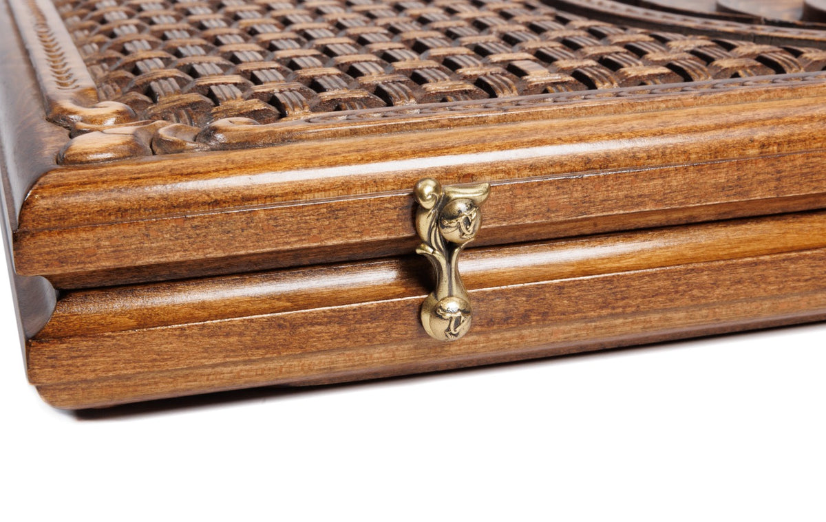 Handmade Wooden Backgammon Set with Eternity Sign and Braid Motifs, 60 cm - photo 8