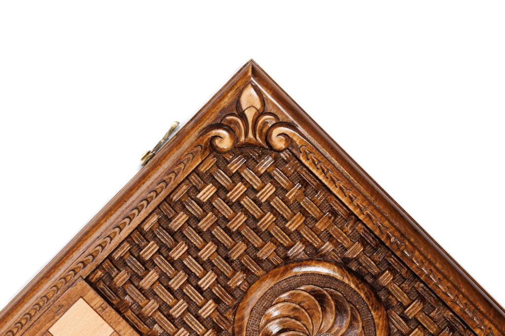 Handmade Wooden Backgammon Set with Eternity Sign and Braid Motifs, 60 cm - photo 10