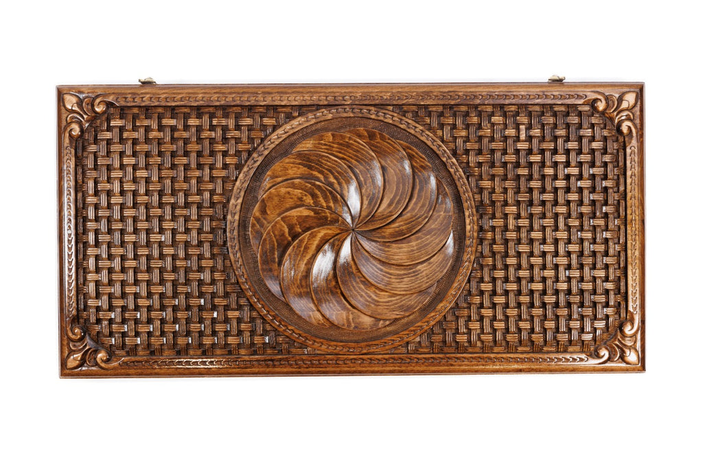 Handmade Wooden Backgammon Set with Eternity Sign and Braid Motifs, 60 cm - photo 6