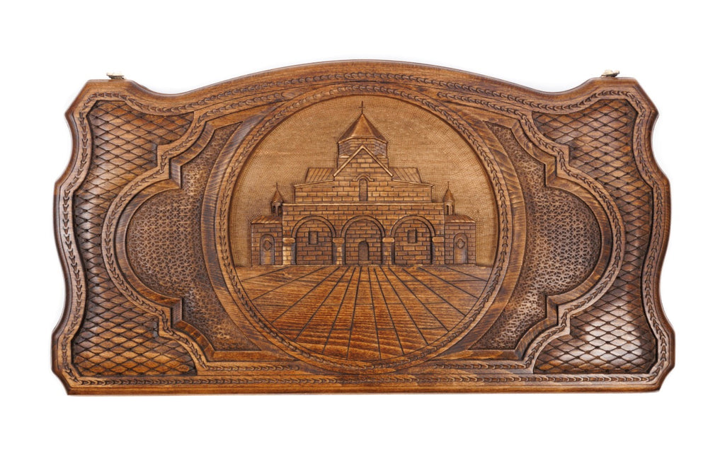 Handmade Wooden Backgammon Set with Church of St. Gayane, 60 cm - photo 5