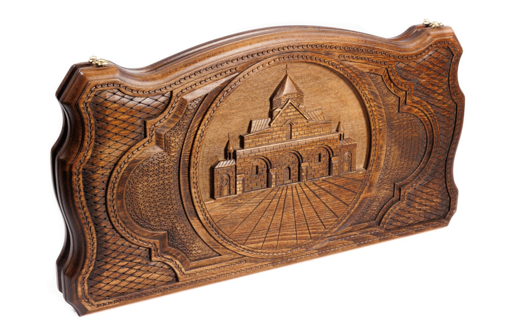 Handmade Wooden Backgammon Set with Church of St. Gayane, 60 cm - photo 8