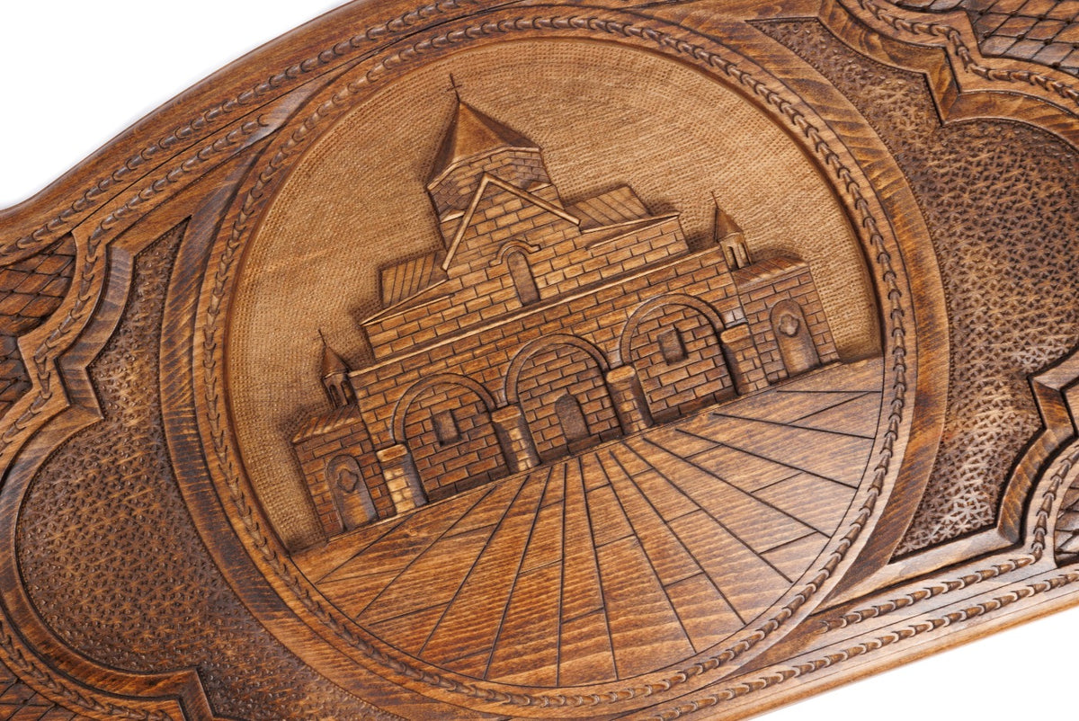Handmade Wooden Backgammon Set with Church of St. Gayane, 60 cm - photo 2