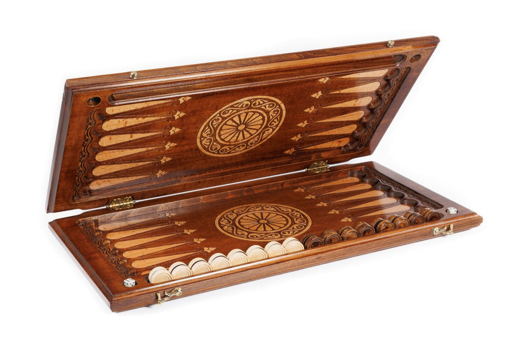 Handmade Wooden Two-Sided Backgammon Set with Armenian and Russian Coats of Arms, 60 cm - photo 5
