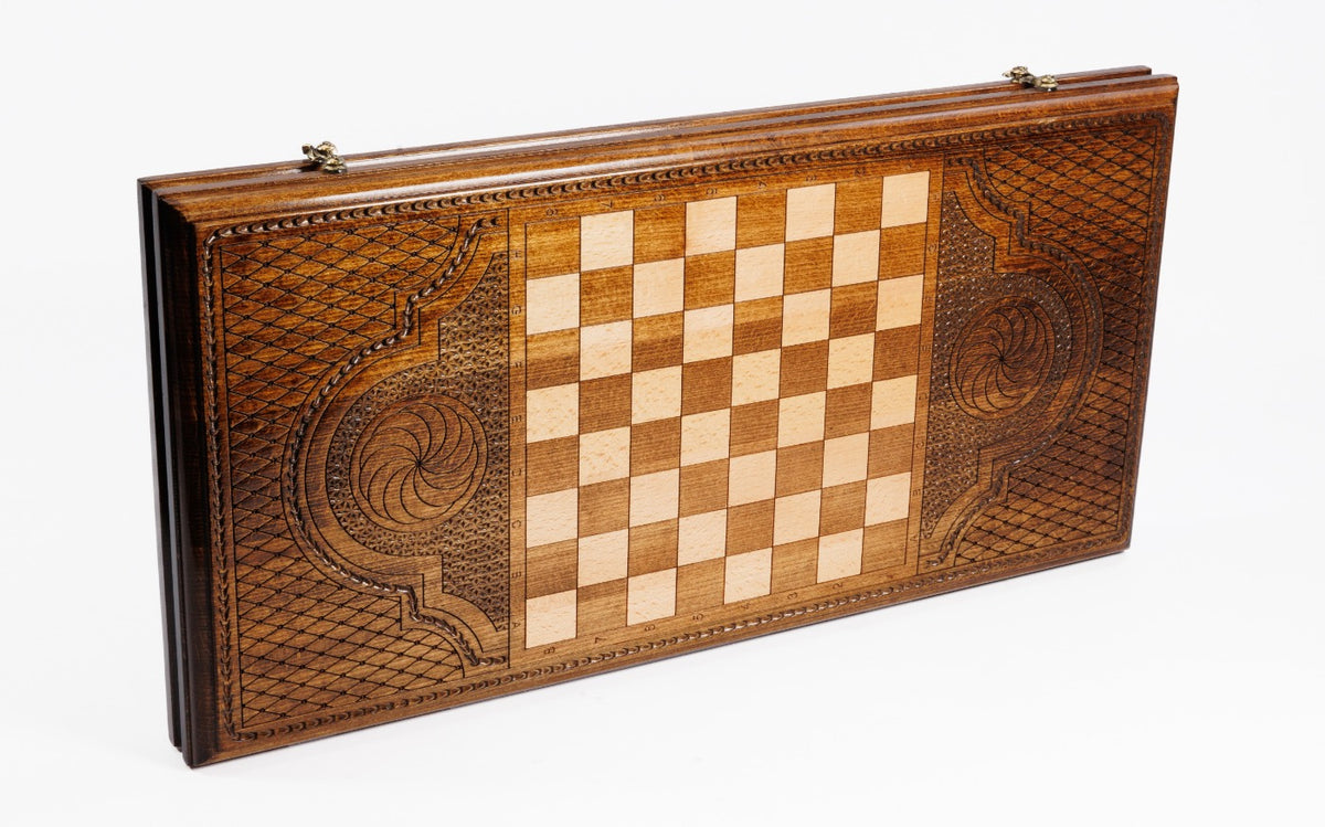 Handmade Wooden Backgammon Set with Garni Temple, 60 cm - photo 4