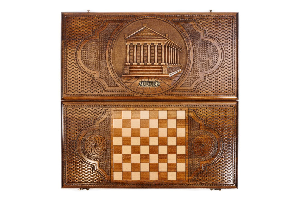 Handmade Wooden Backgammon Set with Garni Temple, 60 cm - photo 11