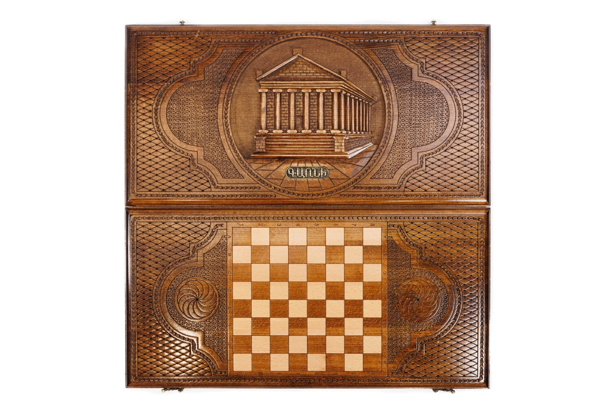 Handmade Wooden Backgammon Set with Garni Temple, 60 cm - photo 11