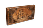 Handmade Wooden Backgammon Set with Sail and Braid Motifs, 60 cm - photo 5