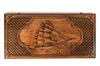 Handmade Wooden Backgammon Set with Sail and Braid Motifs, 60 cm - photo 7