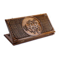 Handmade Wooden Backgammon Set with Horses and Braid Motifs, 60 cm